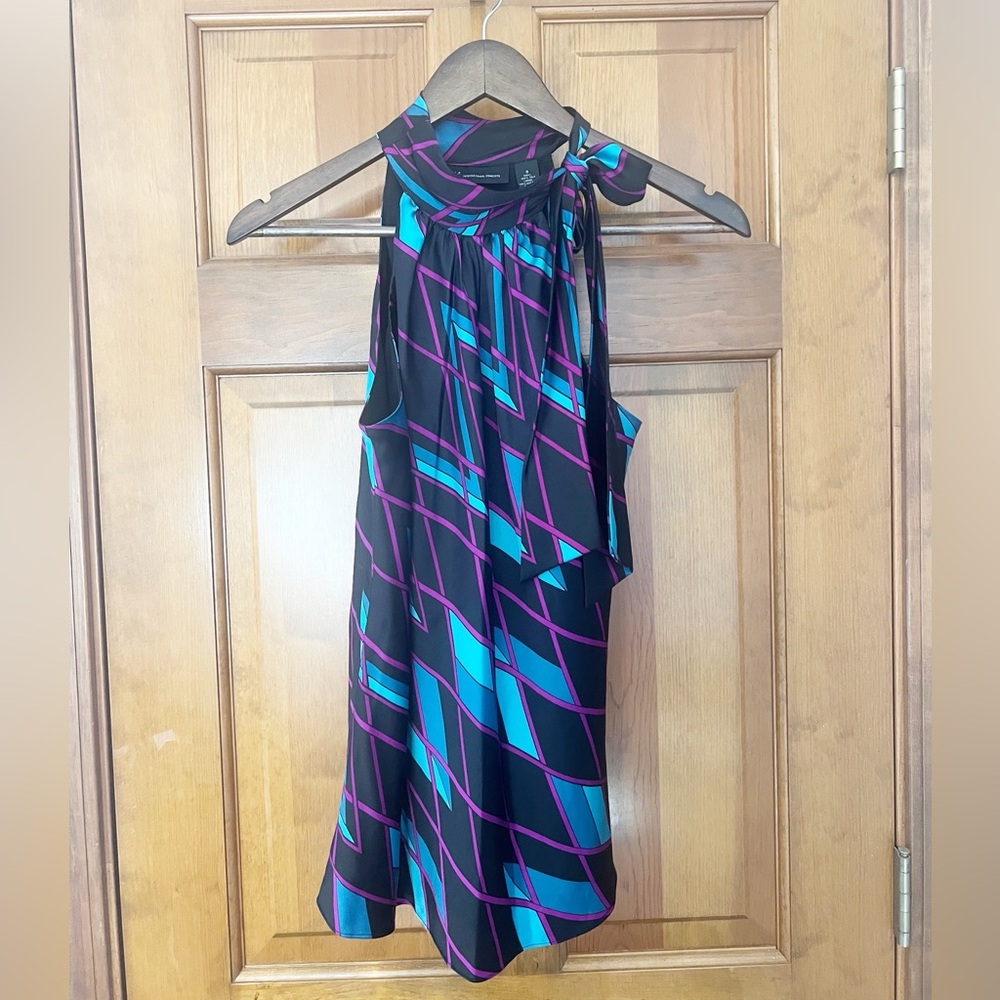 INC International Concepts Silk Blouse Womens Sz‎ 8 Sleeveless Mock Neck
